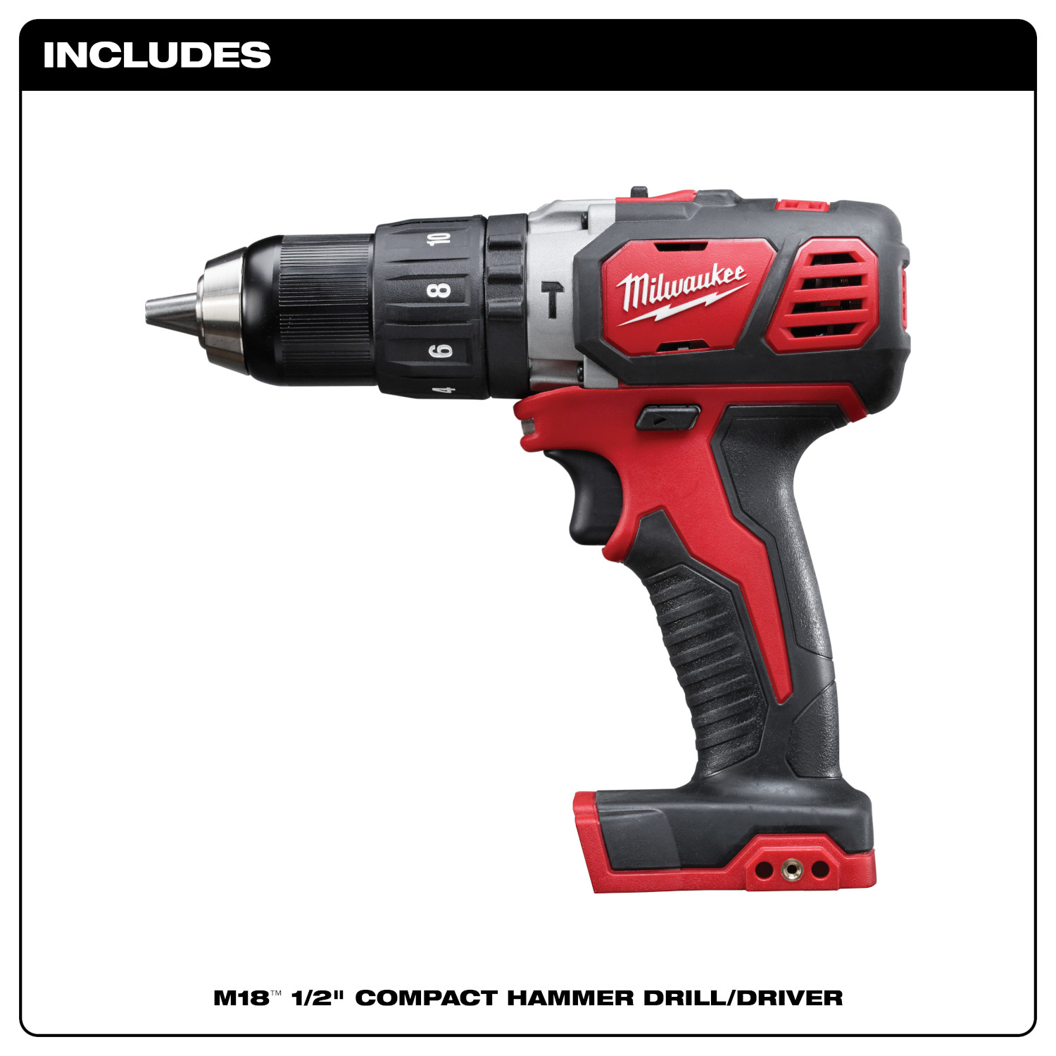 Milwaukee M18™ Compact 1/2" Hammer Drill/Driver (Tool Only) - Image 2