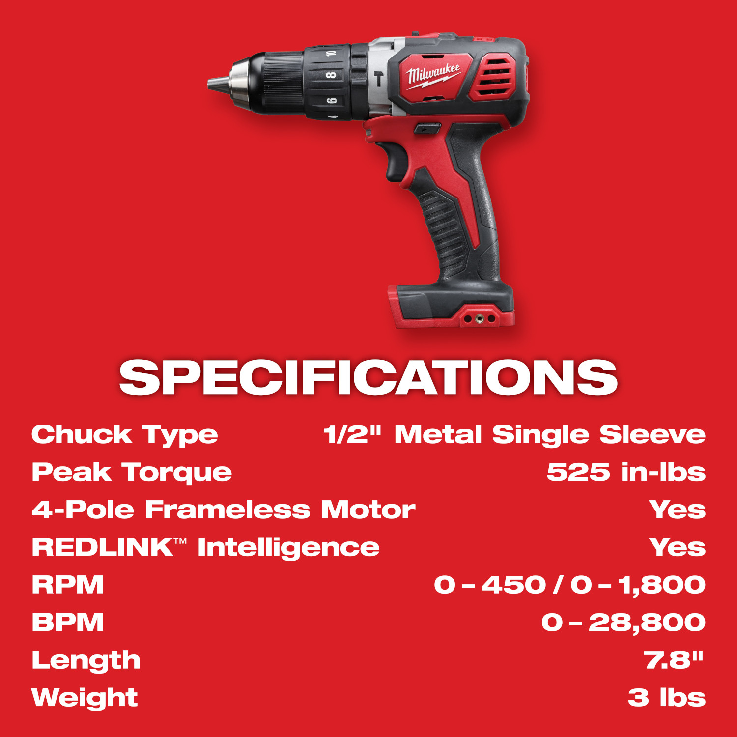Milwaukee M18™ Compact 1/2" Hammer Drill/Driver (Tool Only) - Image 4